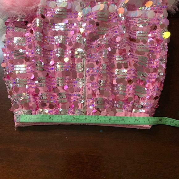 🆕 Brand New Party Skirt Set Disco Sequin Feather        Size Small - Picture 9 of 13